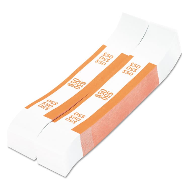 PAP-R PRODUCTS Currency Straps, Self-Adhesive, Ones, $50 Strap, Orange/White, 1,000/Pack (CTX400050) thumbnail 2