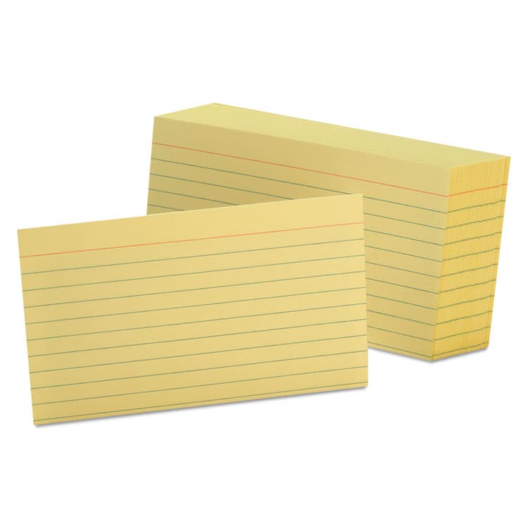 TOPS BUSINESS FORMS Ruled Index Cards, 3 x 5, Canary, 100/Pack (OXF7321CAN)