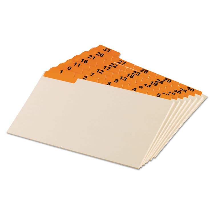 TOPS BUSINESS FORMS Manila Index Card Guides with Laminated Tabs, 1/5-Cut Top Tab, 1 to 31, 5 x 8, Manila, 31/Set (OXF05832)