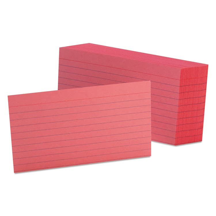 TOPS BUSINESS FORMS Ruled Index Cards, 3 x 5, Cherry, 100/Pack (OXF7321CHE)