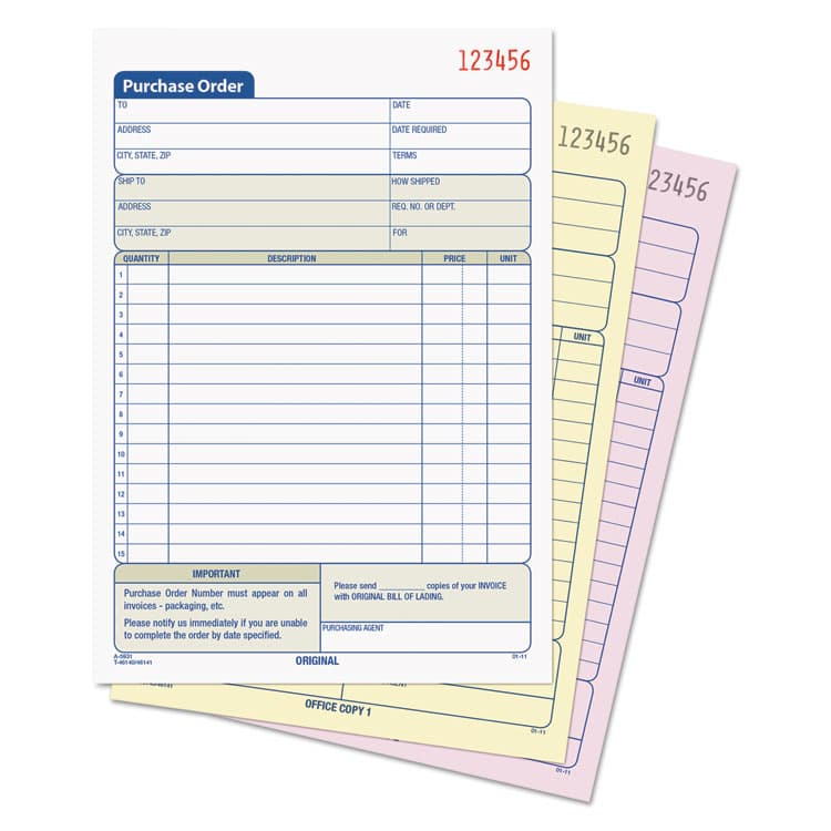 TOPS BUSINESS FORMS Purchase Order Book, 15 Lines, Three-Part Carbonless, 5.56 x 8.44, 50 Forms Total (TOP46141) thumbnail 2