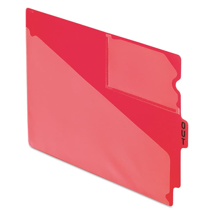 TOPS BUSINESS FORMS Colored Poly End Tab "Out" Guides, 1/3-Cut: Center Position, For Letter Size Files, Red, 50/Box (PFX13541)