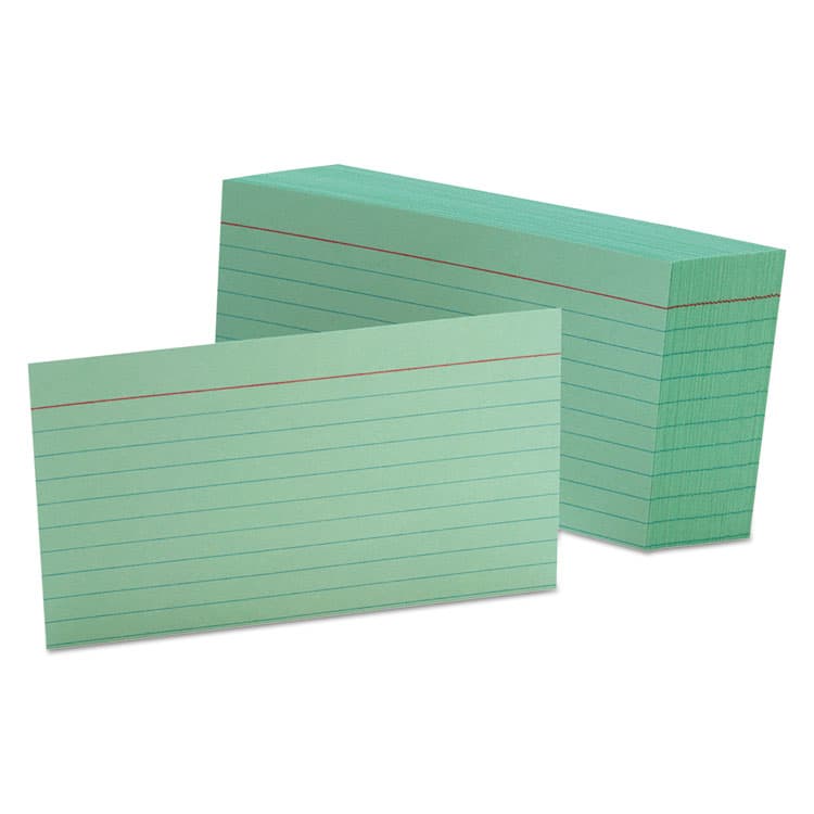 TOPS BUSINESS FORMS Ruled Index Cards, 3 x 5, Green, 100/Pack (OXF7321GRE)
