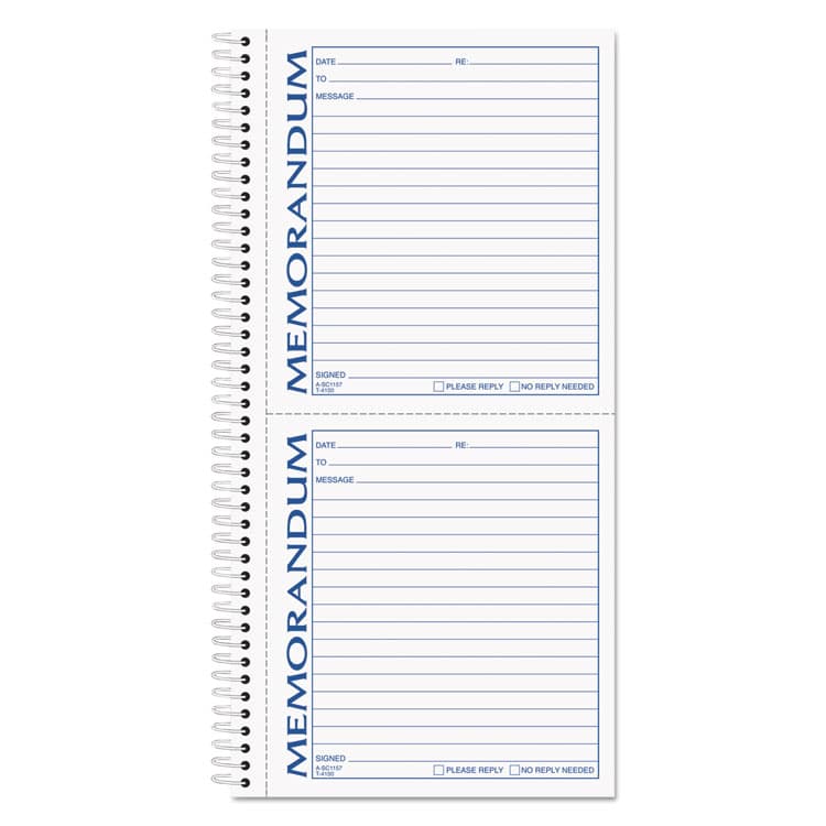 TOPS BUSINESS FORMS Memorandum Book, Two-Part Carbonless, 5.5 x 5, 2 Forms/Sheet, 100 Forms Total (TOP4150)