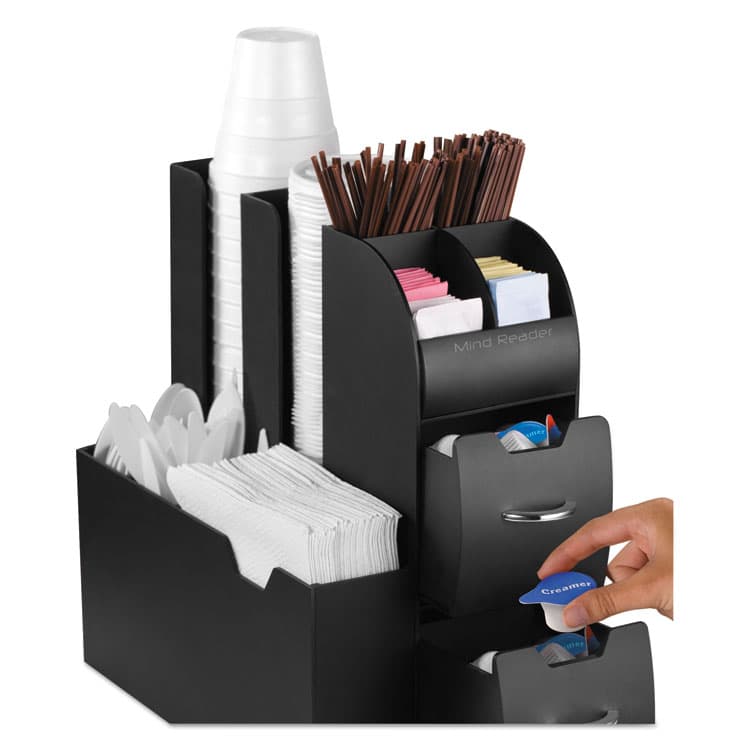 EMS MIND READER LLC Coffee Condiment Caddy Organizer, 10 Compartments, 5.4 x 11 x 12.6, Black (EMSCAD01BLK) thumbnail 3