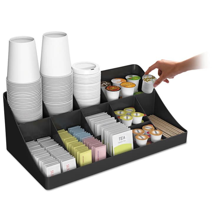 EMS MIND READER LLC 11-Compartment Coffee Condiment Organizer, 18.25 x 6.63 x 9.78, Black (EMSCOMORGBLK) thumbnail 3