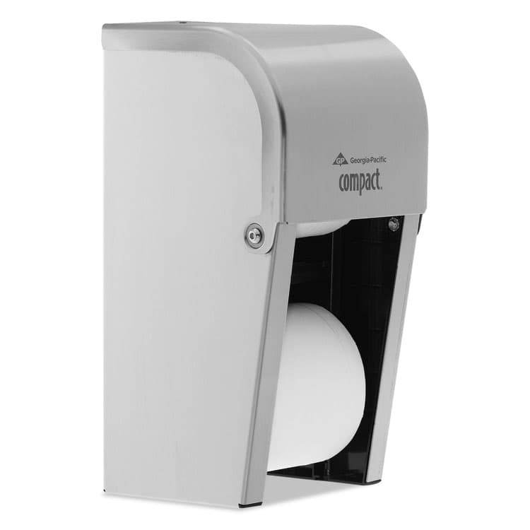 GEORGIA PACIFIC Compact Vertical Double Roll Coreless Dispenser, 6 x 6.5 x 13.5, Stainless Steel (GPC56782) thumbnail 2