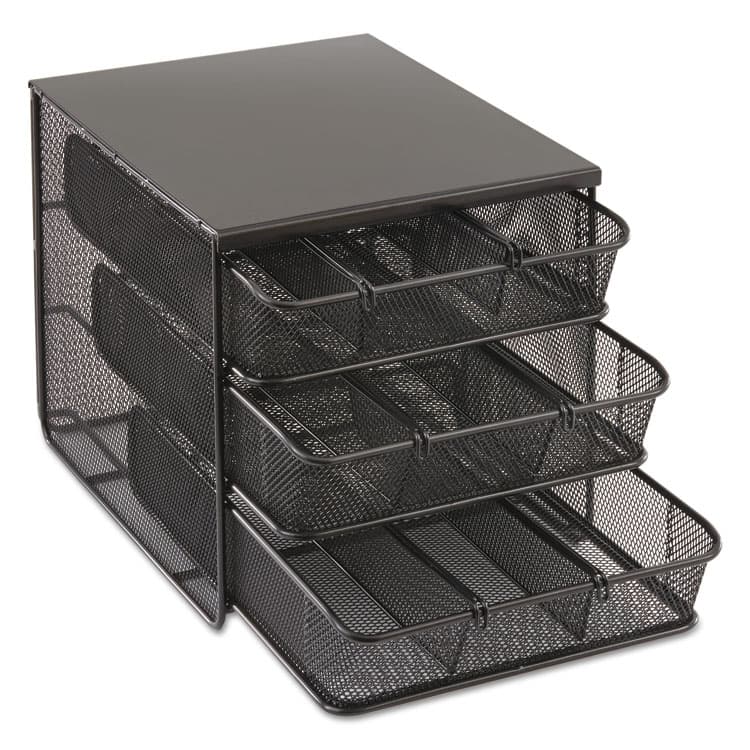 SAFCO PRODUCTS 3 Drawer Hospitality Organizer, 7 Compartments, 11.5 x 8.25 x 8.25, Black (SAF3275BL)