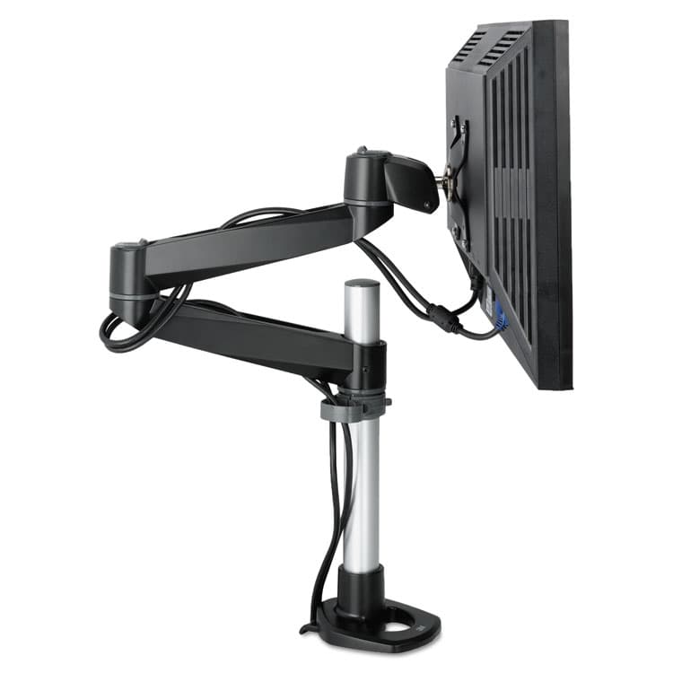 3M/COMMERCIAL TAPE DIV. Dual-Swivel Monitor Arm, 360 Degree Rotation, +15 Degree/-90 Degree Tilt, 180 Degree Pan, Black/Gray, Supports 30 lbs (MMMMA140MB) thumbnail 3