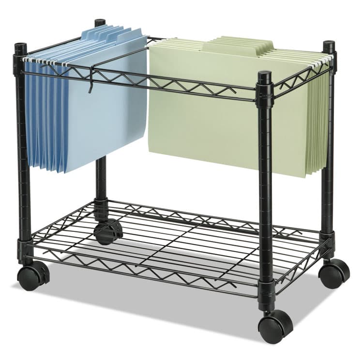 FELLOWES MFG. CO. High-Capacity Rolling File Cart, Metal, 1 Shelf, 2 Bins, 24" x 14" x 20.5", Black (FEL45081) thumbnail 2