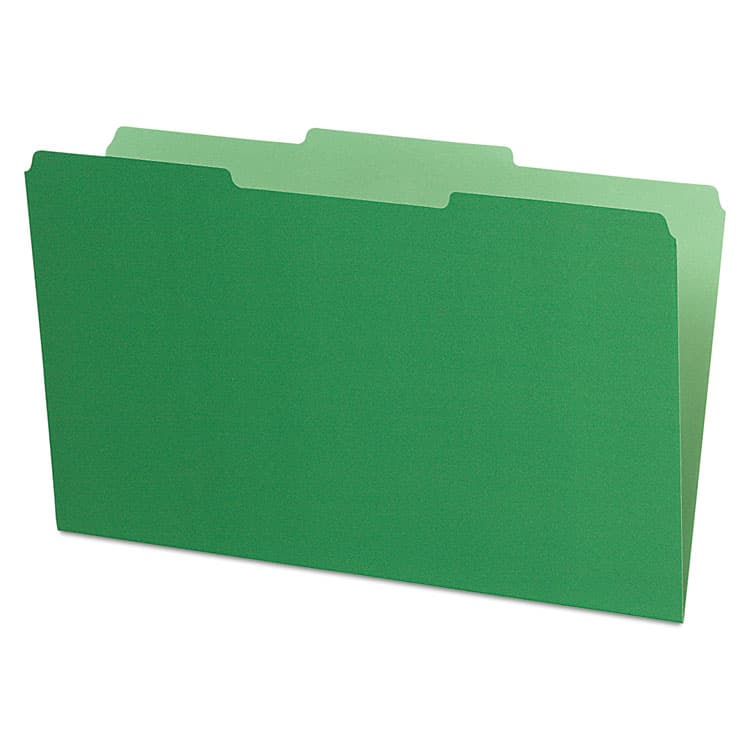TOPS BUSINESS FORMS Interior File Folders, 1/3-Cut Tabs: Assorted, Legal Size, Green, 100/Box (PFX435013BGR) thumbnail 2