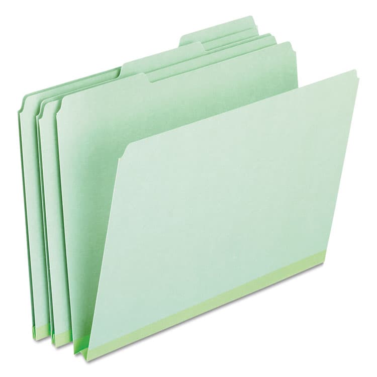 TOPS BUSINESS FORMS Pressboard Expanding File Folders, 1/3-Cut Tabs: Assorted, Letter Size, 1" Expansion, Green, 25/Box (PFX17167)