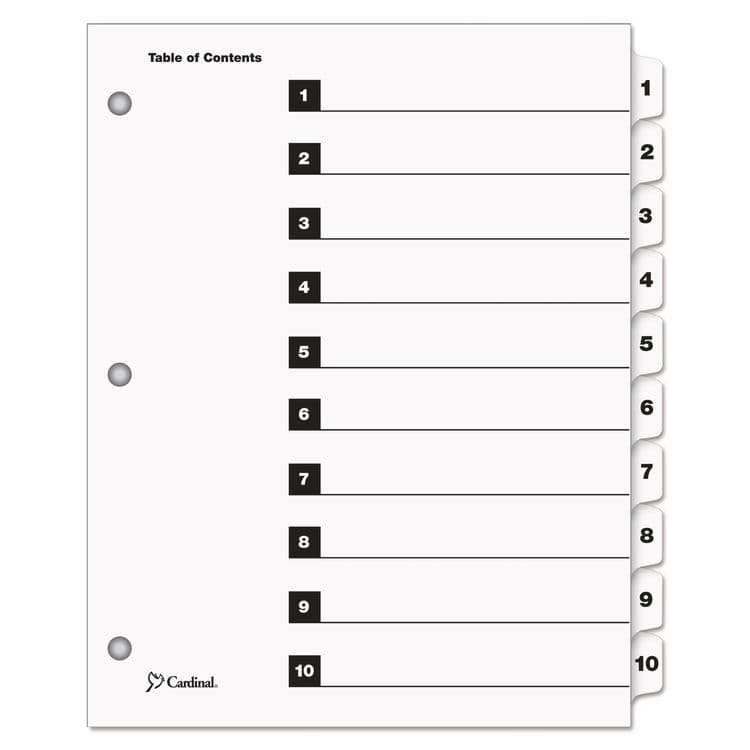 CARDINAL BRANDS . OneStep Printable Table of Contents and Dividers, 10-Tab, 1 to 10, 11 x 8.5, White, White Tabs, 1 Set (CRD61013)