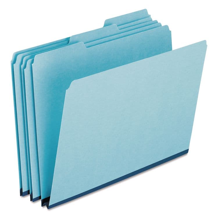 TOPS BUSINESS FORMS Pressboard Expanding File Folders, 1/3-Cut Tabs: Assorted, Legal Size, 1" Expansion, Blue, 25/Box (PFX9300T13)