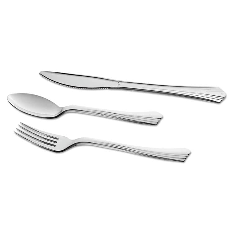 WNA, . Reflections Heavyweight Plastic Utensils, Fork, Silver, 40/Pack (WNAREF320FKPK) thumbnail 2
