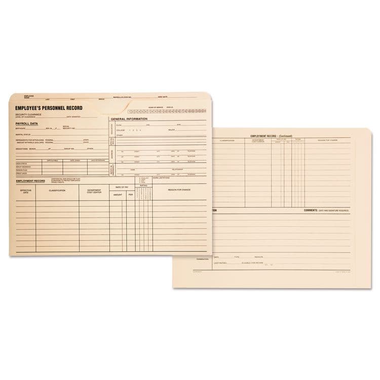 QUALITY PARK PRODUCTS Employee Record Jacket, Straight Tab, Letter Size, Manila, 100/Box (QUA69999)