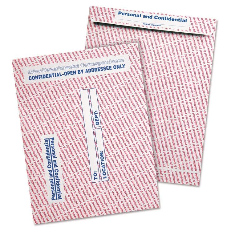 QUALITY PARK PRODUCTS Gray/Red Paper Gummed Flap Personal and Confidential Interoffice Envelope, #97, 10 x 13, Gray/Red, 100/Box (QUA63778)