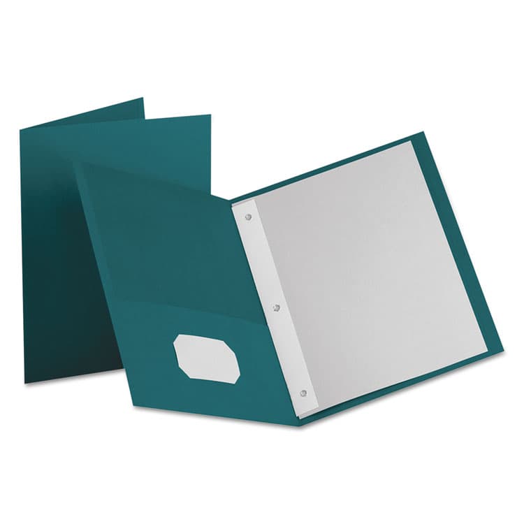 TOPS BUSINESS FORMS Twin-Pocket Folder with Prong Fasteners, Accommodates (135) 11 x 8.5 Sheets, Teal, 25/Box (OXF57755)