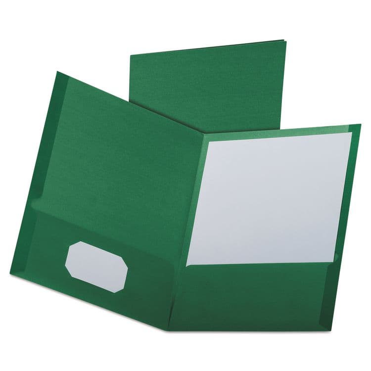 TOPS BUSINESS FORMS Linen Twin-Pocket Folder, Accommodates (100) 11 x 8.5 Sheets, Hunter Green, 25/Box (OXF53434)
