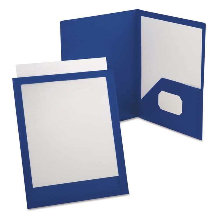 TOPS BUSINESS FORMS ViewFolio Poly Twin-Pocket Folders, Accommodates (100) 11 x 8.5 Sheets, Clear Front Cover, Blue Back Cover (OXF57441)