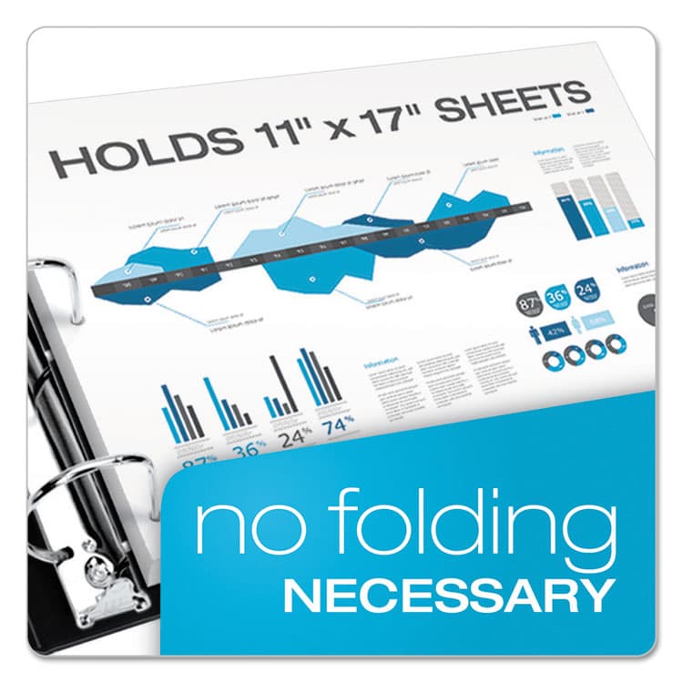 CARDINAL BRANDS . Premier Easy Open 11 x 17 Locking Slant-D Ring Binder, 3 Rings, 3" Capacity, 11 x 17, Black (CRD12142) thumbnail 3