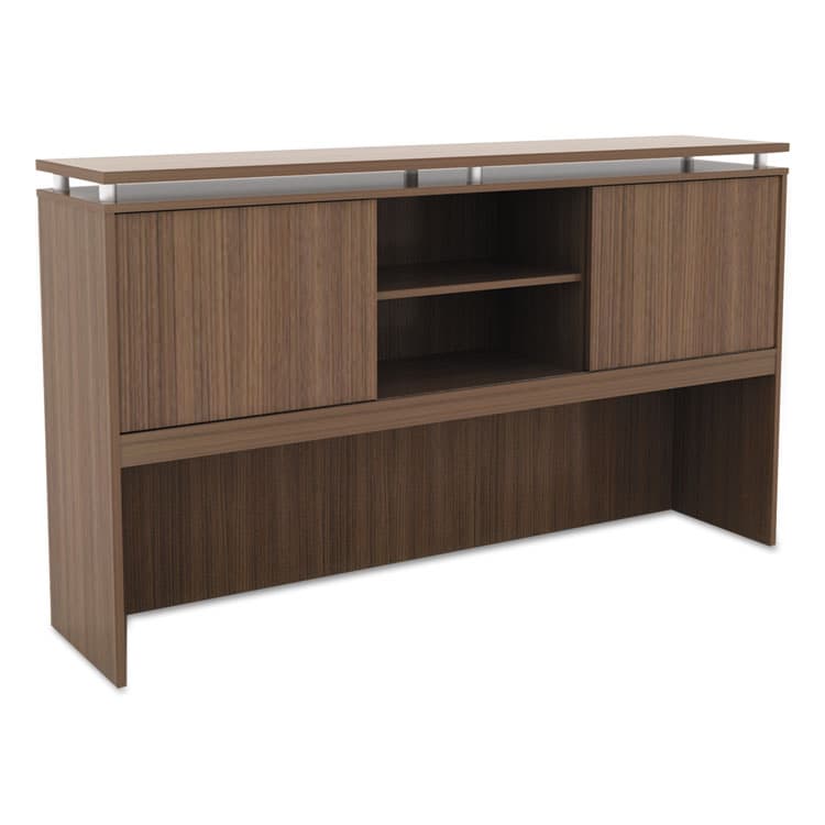 ALERA Alera Sedina Series Hutch with Sliding Doors, 66w x 15d x 42.5h, Modern Walnut (ALESE266615WA)