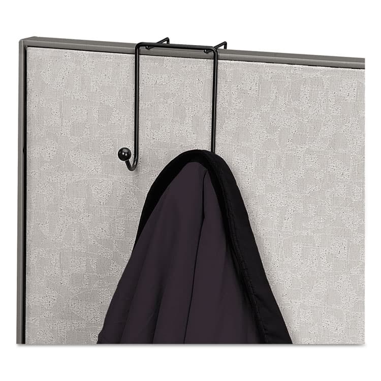 FELLOWES MFG. CO. Partition Additions Wire Double-Garment Hook, 4 x 5.13 x 6, Over-the Panel Mount, Black (FEL75510) thumbnail 2