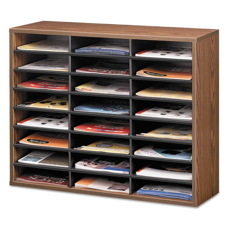 FELLOWES MFG. CO. Literature Organizer, 24 Letter Compartments, 29 x 11.88 x 23.44, Medium Oak (FEL25043) thumbnail 2