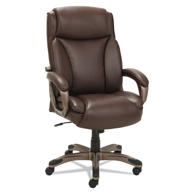 ALERA Alera Veon Series Executive High-Back Bonded Leather Chair, Supports Up to 275 lb, Brown Seat/Back, Bronze Base (ALEVN4159) thumbnail 4