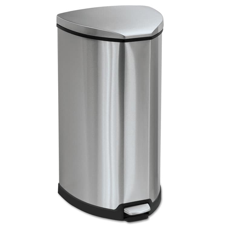 SAFCO PRODUCTS Step-On Receptacle, 10 gal, Stainless Steel, Chrome/Black (SAF9687SS)