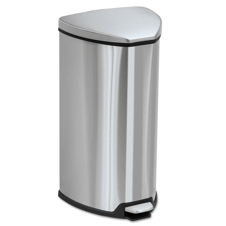 SAFCO PRODUCTS Step-On Receptacle, 7 gal, Stainless Steel, Chrome/Black (SAF9686SS)