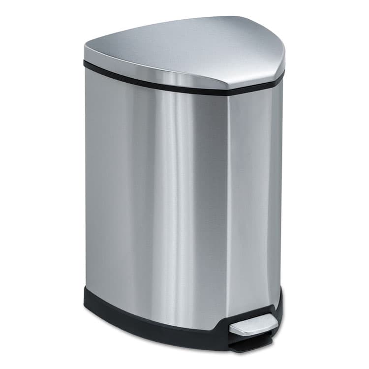 SAFCO PRODUCTS Step-On Receptacle, 4 gal, Stainless Steel, Chrome/Black (SAF9685SS)