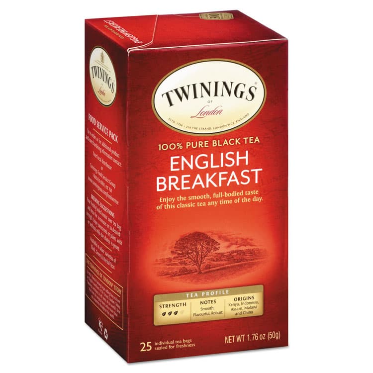 TWININGS NORTH AMERICA Tea Bags, English Breakfast, 1.76 oz, 25/Box (TWG09181) thumbnail 2