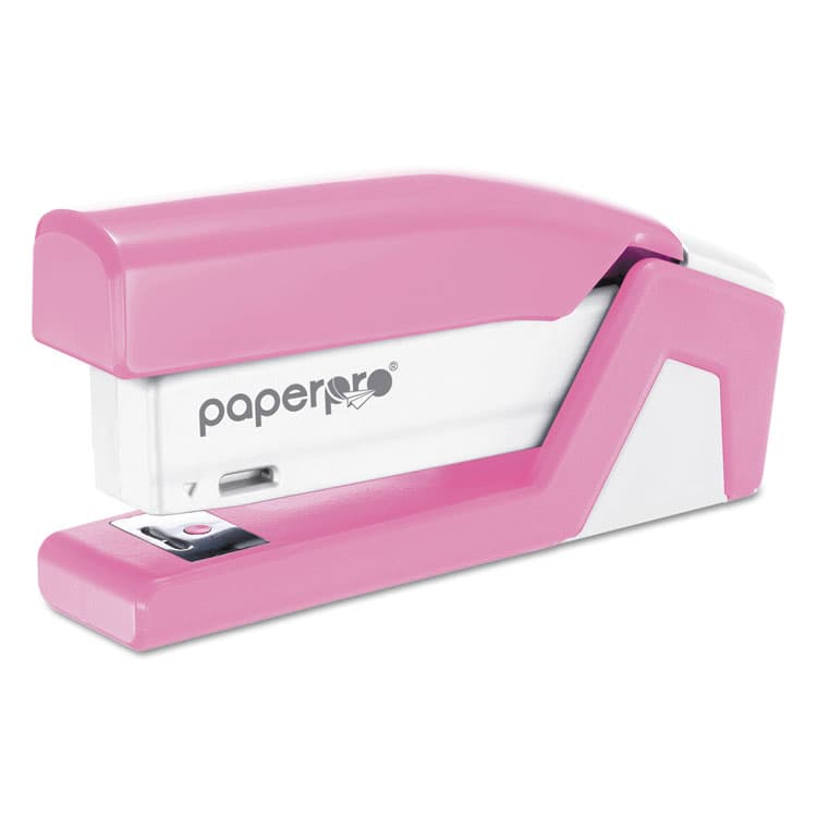 STANLEY BOSTITCH InCourage Spring-Powered Compact Stapler, 20-Sheet Capacity, Pink/Gray (ACI1588)