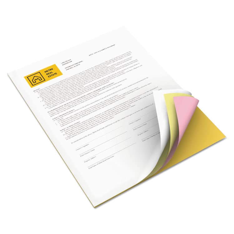 XEROX CORP. Revolution Carbonless 4-Part Paper, 8.5 x 11, White/Canary/Pink/Goldenrod, 5,000/Carton (XER3R12430)