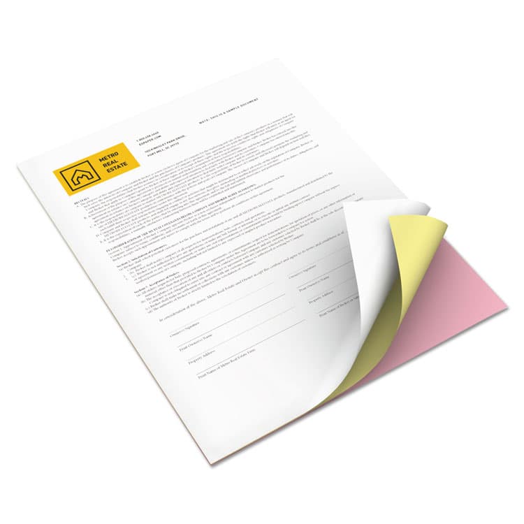 XEROX CORP. Revolution Carbonless 3-Part Paper, 8.5 x 11, Pink/Canary/White, 5,010/Carton (XER3R12424)