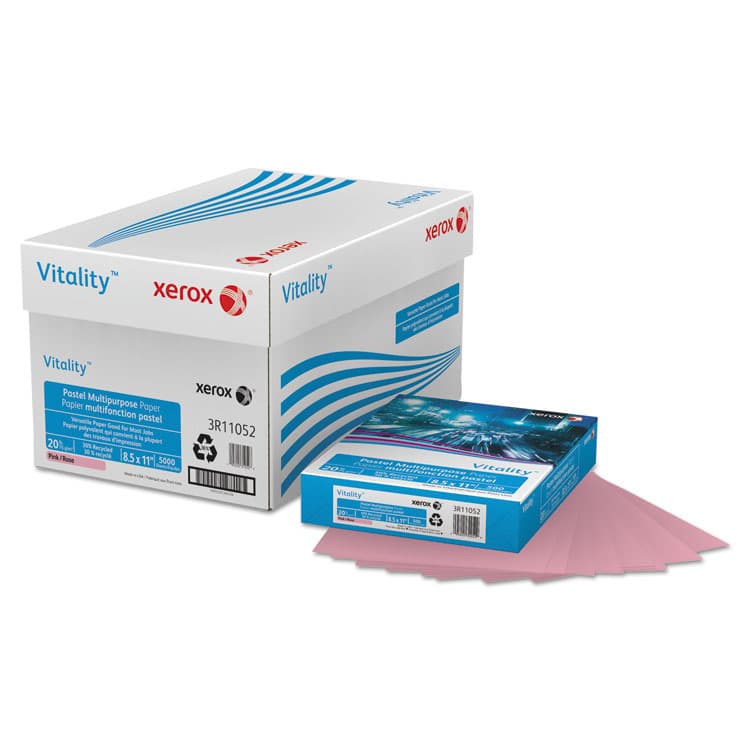 XEROX CORP. Multipurpose Pastel Colored Paper, 20 lb Bond Weight, 8.5 x 11, Pink, 500/Ream (XER3R11052)