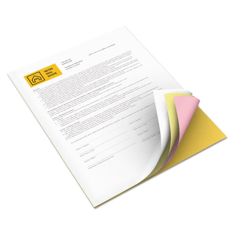 XEROX CORP. Vitality Multipurpose Carbonless 4-Part Paper, 8.5 x 11, Goldenrod/Pink/Canary/White, 5,000/Carton (XER3R12856)