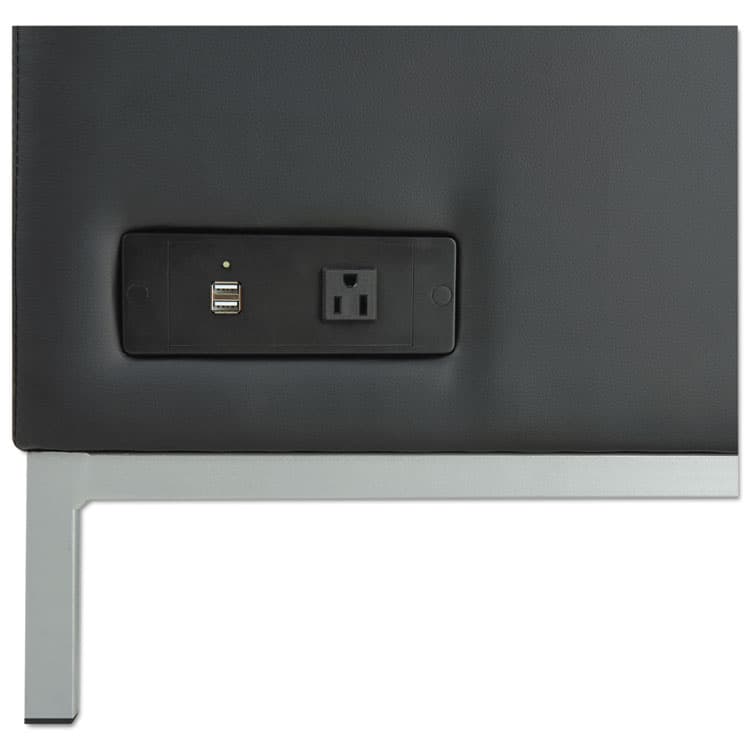 ALERA Alera QUB Series Armless L Sectional, Charging Station Center Seat, AC Outlet, (2) USB Ports, 26.38" x 26.38" x 30.5", Black (ALEQB8116P) thumbnail 2