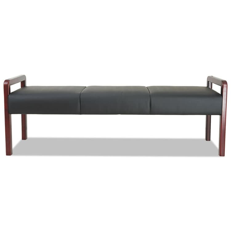 ALERA Alera Reception Lounge WL Series Three-Seat Bench, 65.75" x 22.25" x 22.88", Black Seat, Mahogany Base (ALERL2419M) thumbnail 3