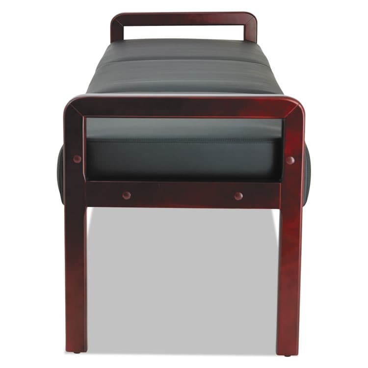 ALERA Alera Reception Lounge WL Series Three-Seat Bench, 65.75" x 22.25" x 22.88", Black Seat, Mahogany Base (ALERL2419M) thumbnail 2