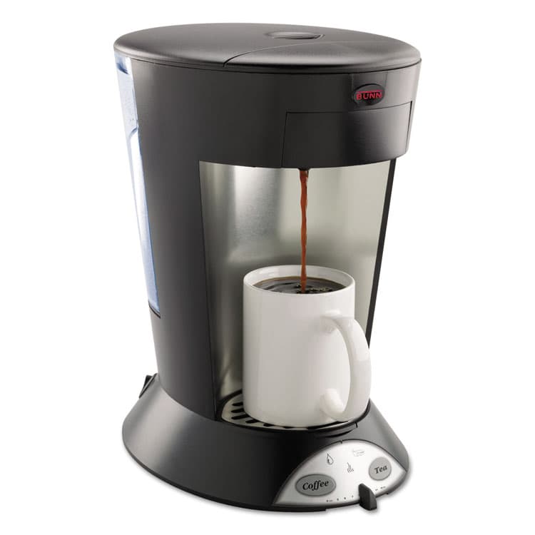 BUNN-O-MATIC My Cafe Pourover Commercial Grade Coffee/Tea Pod Brewer, Stainless Steel, Black (BUNMCP)