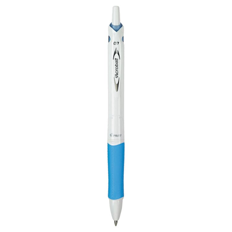 PILOT CORP. OF AMERICA Acroball PureWhite Advanced Ink Hybrid Gel Pen, Retractable, Fine 0.7 mm, Black Ink, White/Blue Barrel (PIL31850)