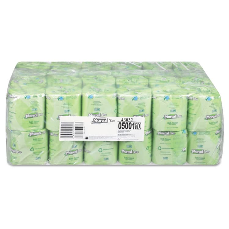SOUNDVIEW 100% Recycled Two-Ply Bath Tissue, Septic Safe, White, 500 Sheets/Roll, 48 Rolls/Carton (MRC5001)
