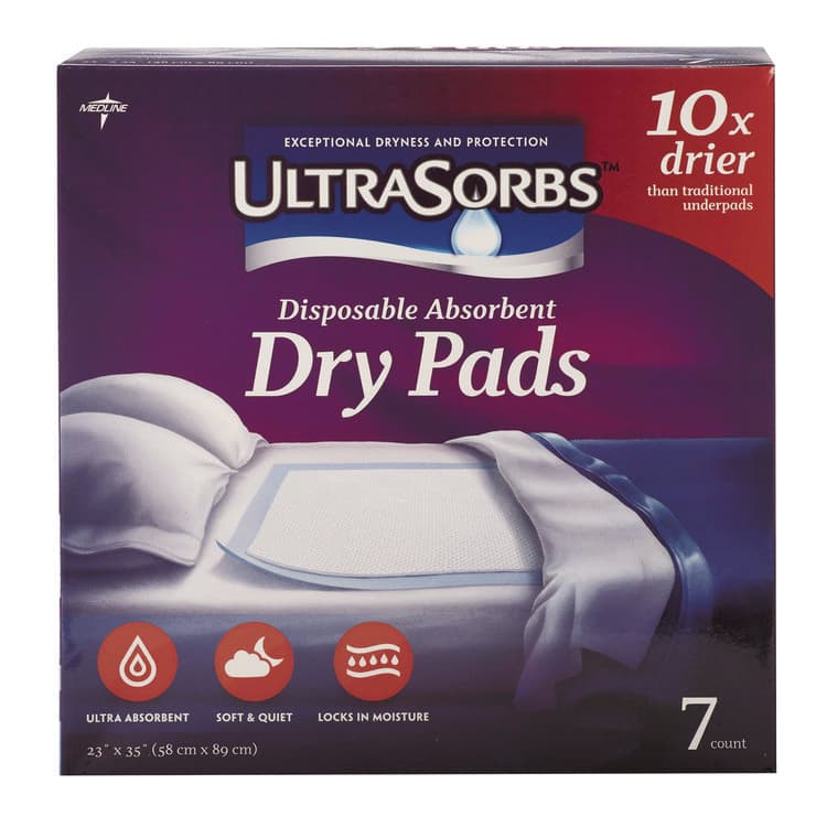 MEDLINE INDUSTRIES, . Ultrasorbs Disposable Dry Pads, 23 x 35, Blue, 7/Box (MIIDRY2336RET7) thumbnail 2