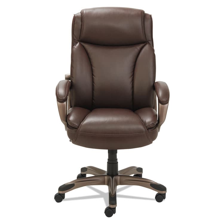 ALERA Alera Veon Series Executive High-Back Bonded Leather Chair, Supports Up to 275 lb, Brown Seat/Back, Bronze Base (ALEVN4159) thumbnail 2