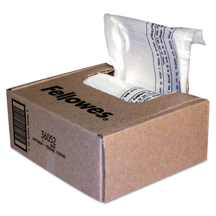 FELLOWES MFG. CO. Shredder Waste Bags, 6-7 gal Capacity, 100/Carton (FEL36052)
