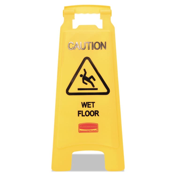 RUBBERMAID COMMERCIAL PROD. "Caution Wet Floor" Sign, 11 x 12 x 25, Yellow (RCP611277YW)