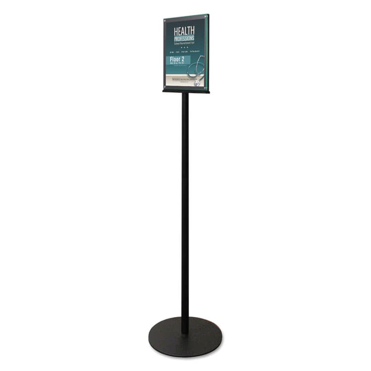 DEFLECTO CORPORATION Double-Sided Magnetic Sign Display, 8.5 x 11 Insert, 56" Tall, Clear/Black (DEF692056)