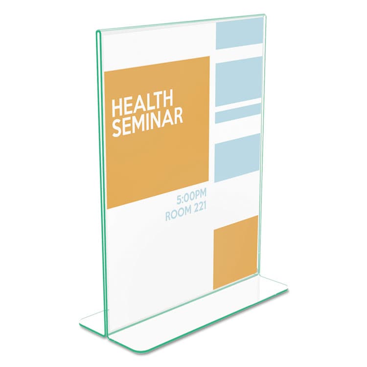 DEFLECTO CORPORATION Superior Image Premium Green Edge Sign Holders, 8.5 x 11 Insert, Clear/Green (DEF5991790) thumbnail 3